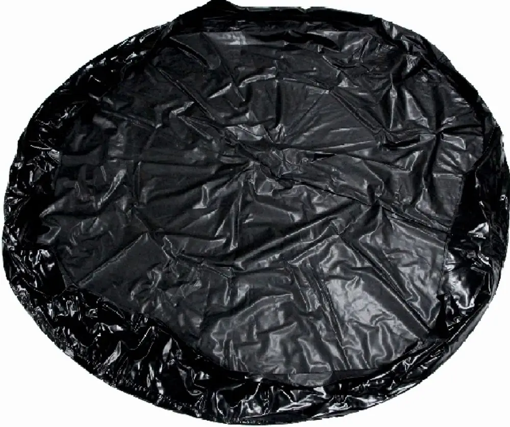 Schwarze, runde Kunststoffabdeckung auf einem flachen Untergrund, geeignet für Wolf Produkte, um Schutz oder Abdeckung zu bieten.